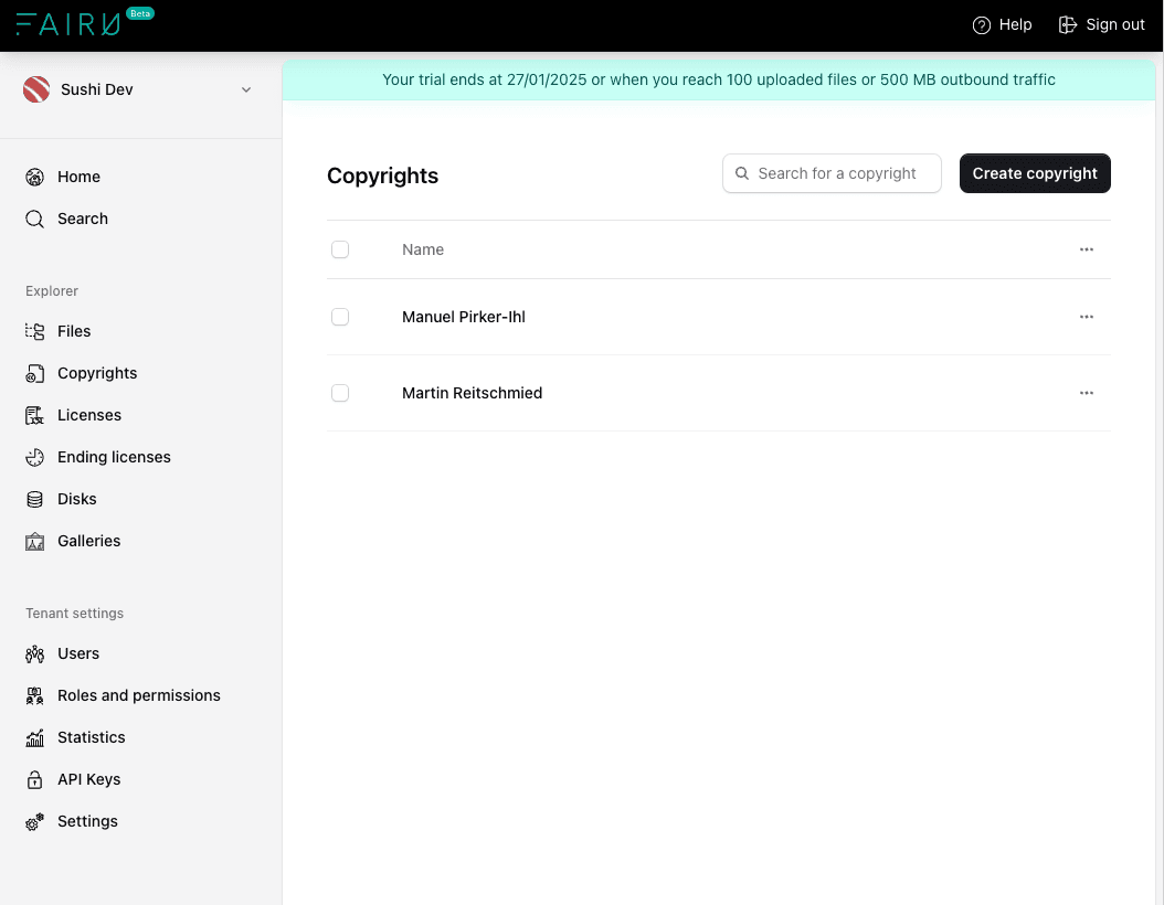 Copyright entries